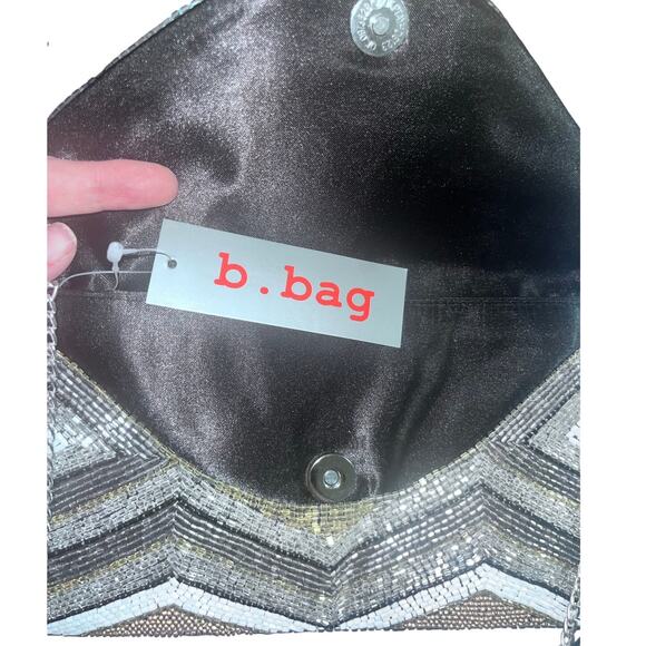 NWT B.Bag beaded crossbody purse with silver chain strap - Picture 7 of 8